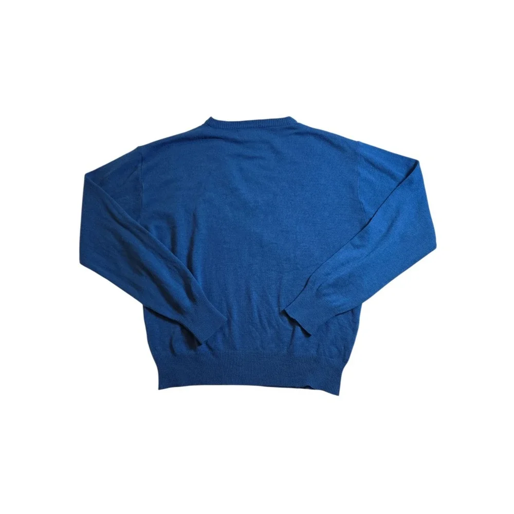 Vintage Wedgefield Blue V Neck Sweater Mens M Made in Korea Acrylic